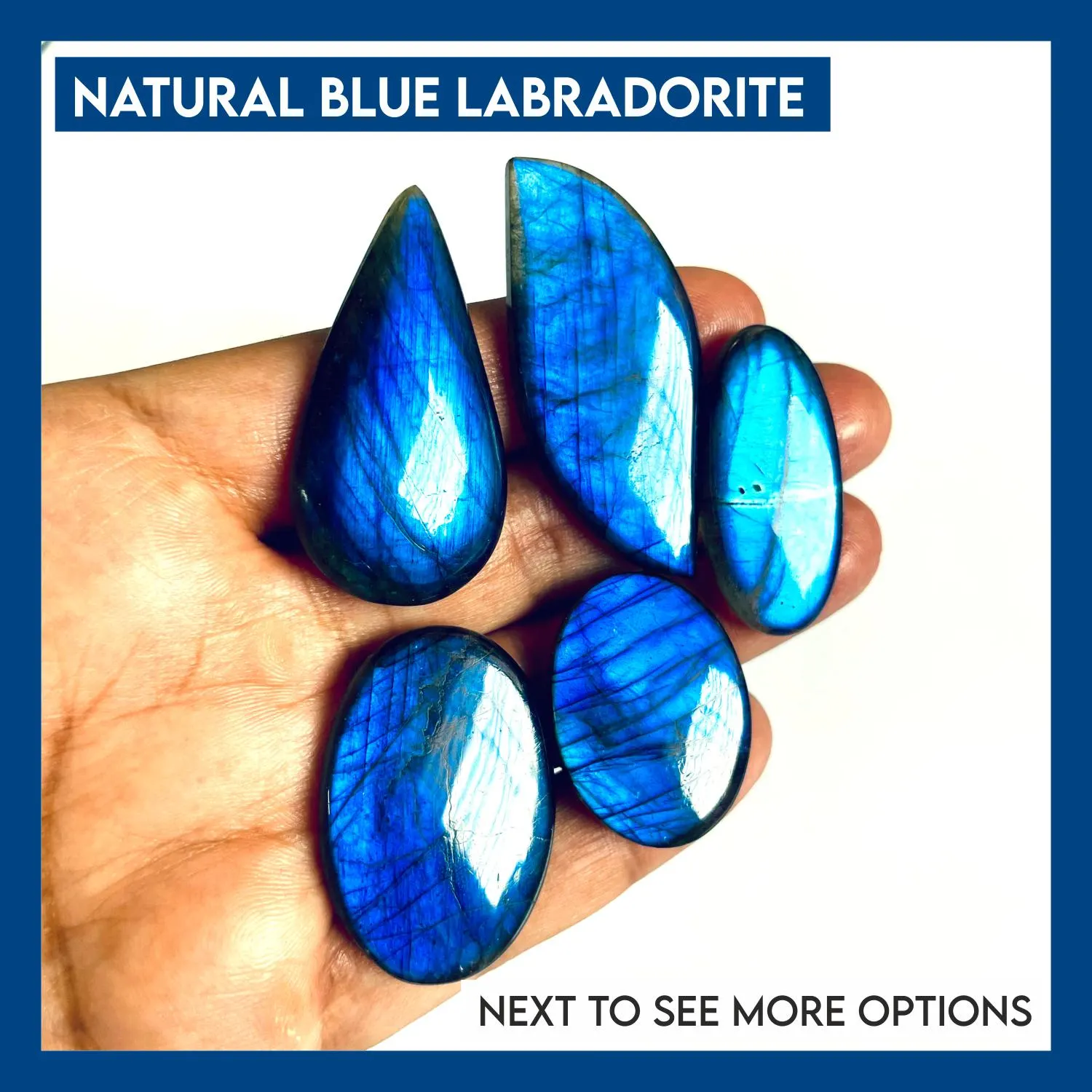 Blue Labradorite Cabochon: Natural Gemstone, Handmade