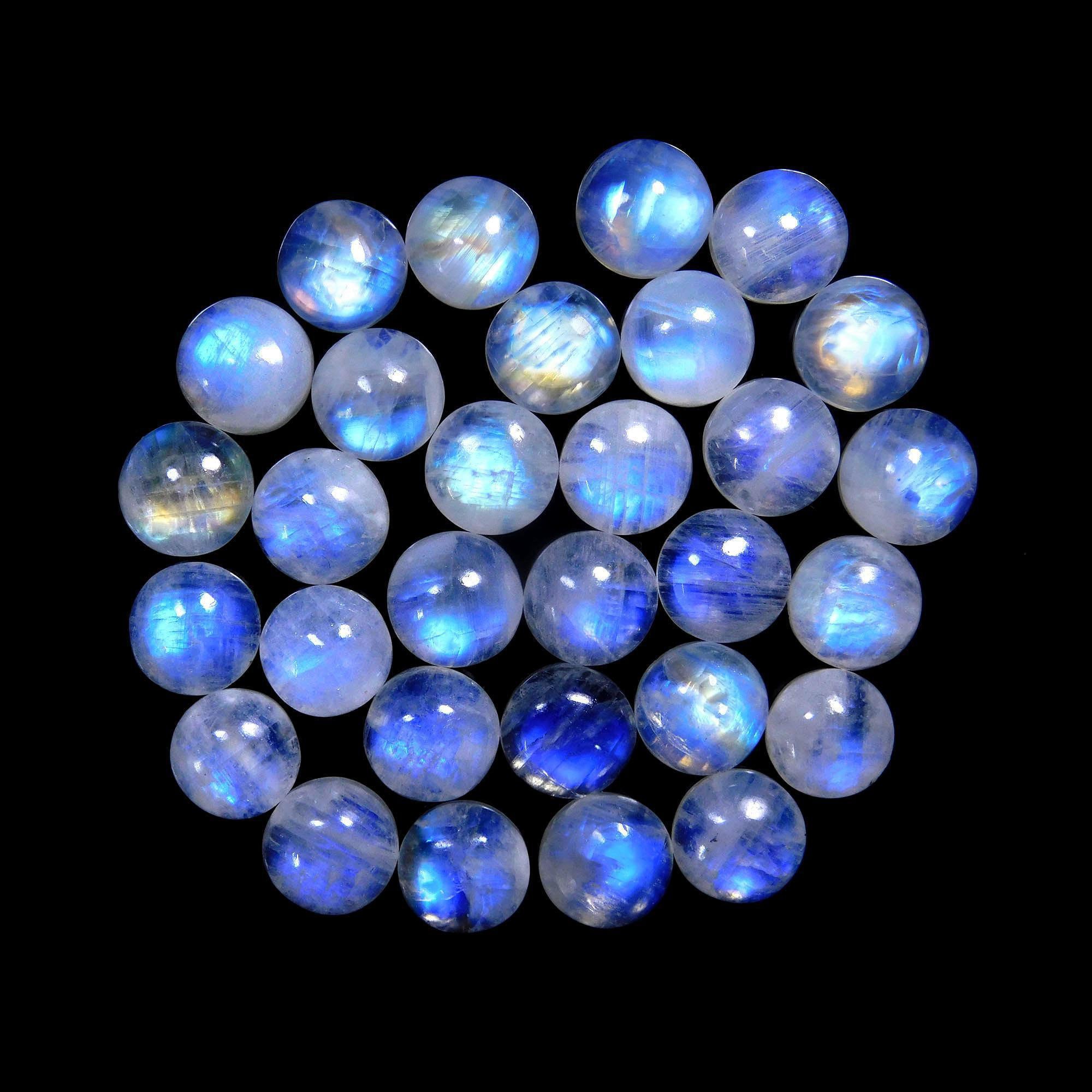 Rainbow Moonstone Cabochon: Natural Blue Flash Gemstone (11mm)