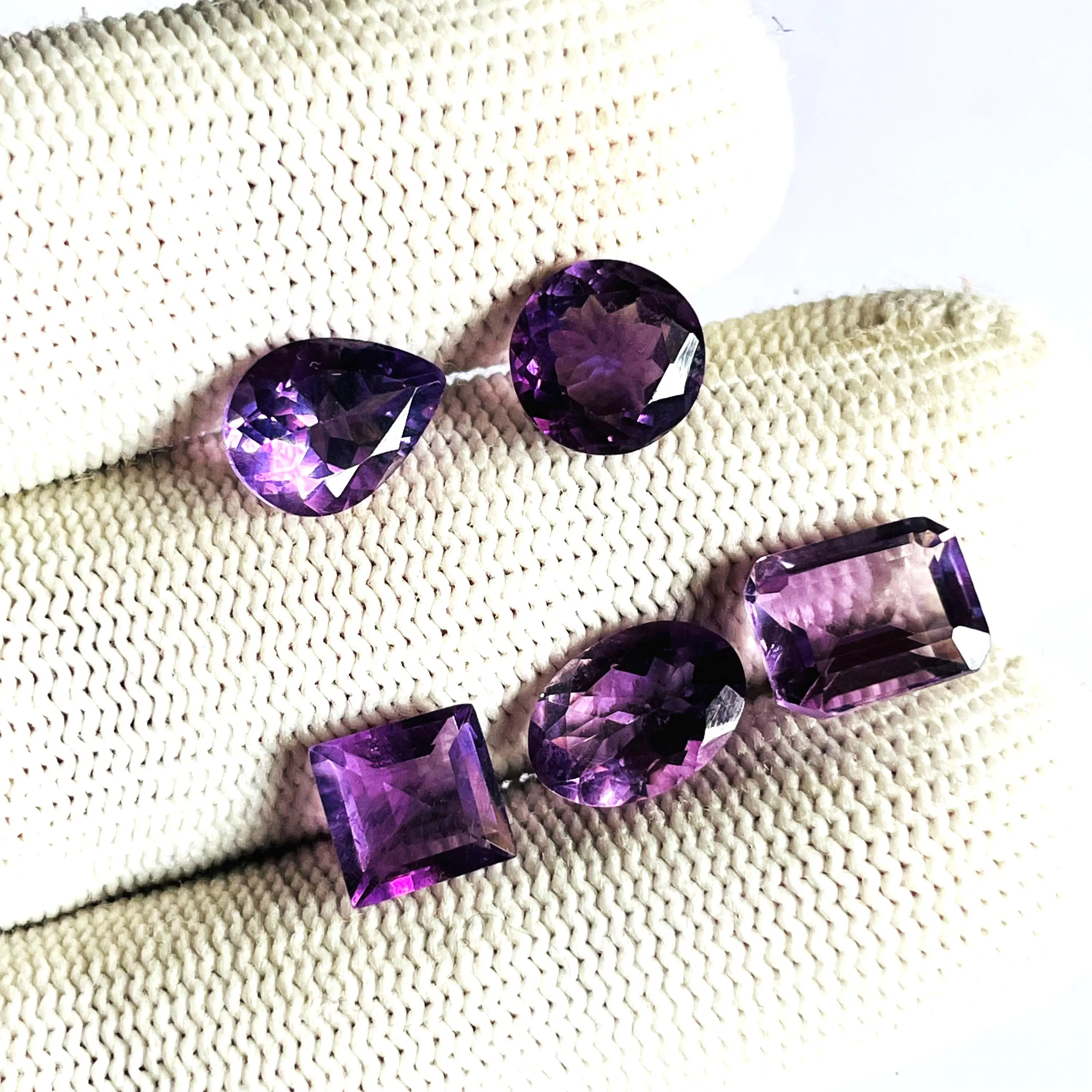 Faceted Amethyst Gemstone Cabochons: Mix Shape Jewelry Making
